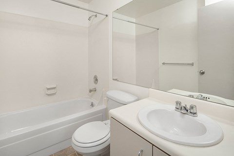 a bathroom with a sink toilet and a tub