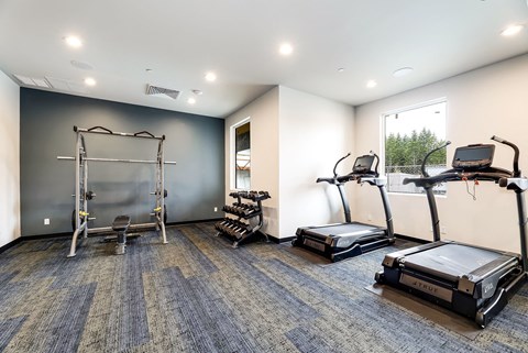 the gym at the flats at big tex apartments