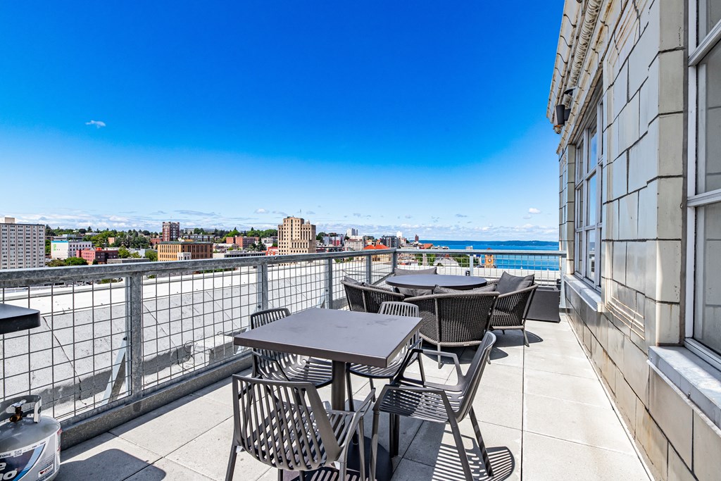 take in the views of the city from the rooftop terrace