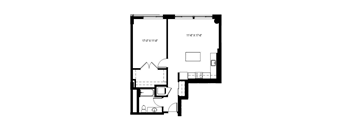 A black and white image of a floor plan for a house.