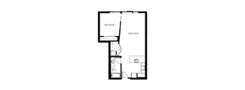 A black and white image of a floor plan for a room.