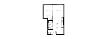 A black and white image of a floor plan for a room.