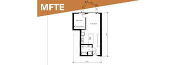 A drawing of a floor plan for a MFTE with dimensions and measurements.