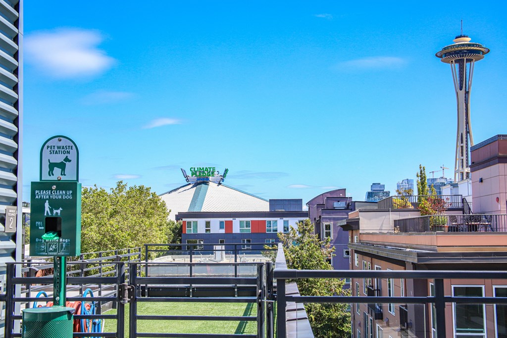 the city with the space needle in the background