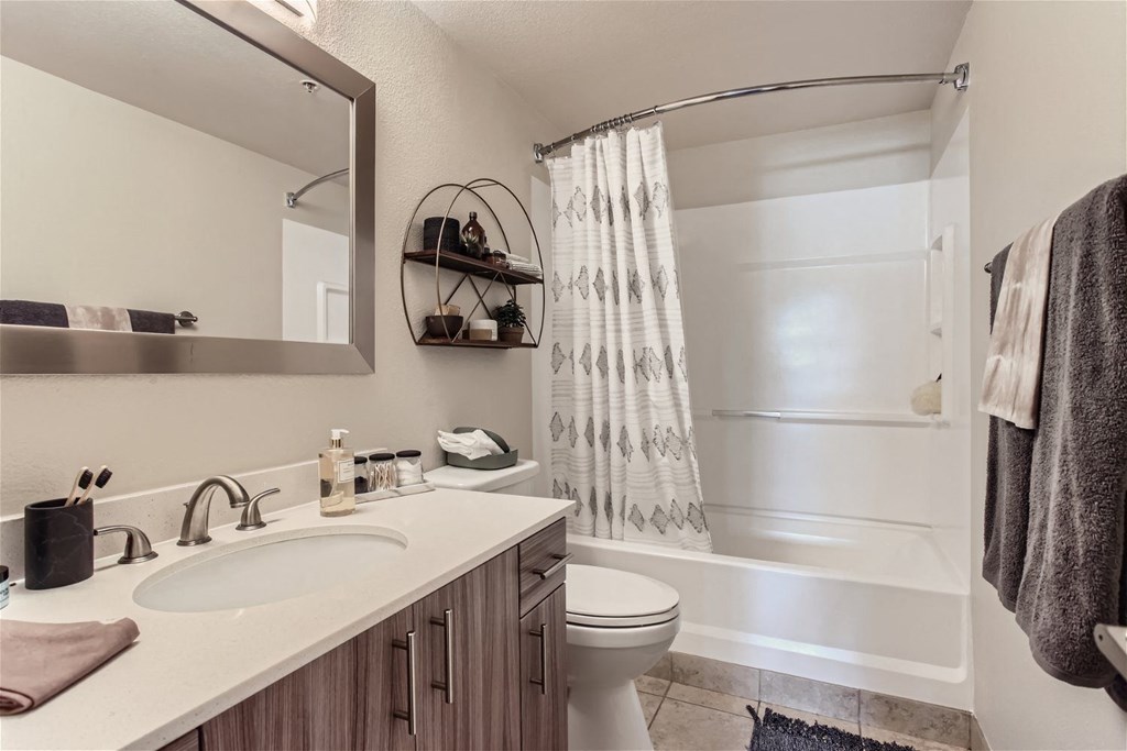 a bathroom with a shower and a sink and a toilet