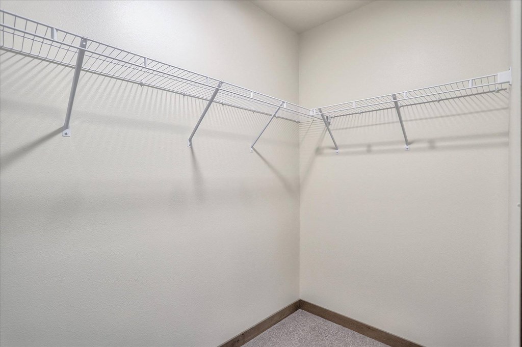 the spacious walk in closets in every room of the apartments