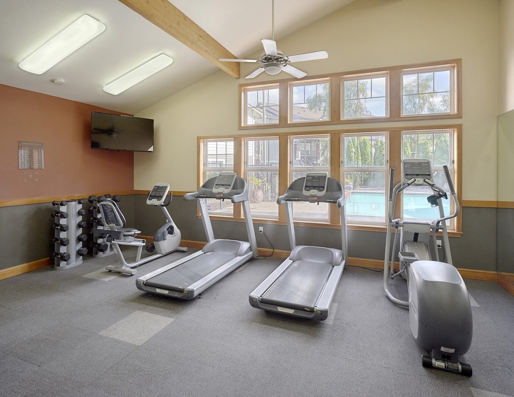 the gym has plenty of treadmills and other exercise equipment