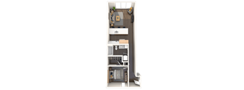 a floor plan of a house with a bedroom and a living room