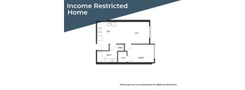 A diagram of an income restricted home with labeled rooms.