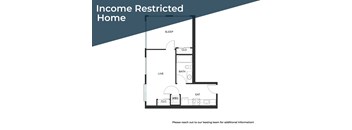 A floor plan of an income restricted home with labeled rooms.
