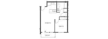 a floor plan of a small house with a bedroom and a living room
