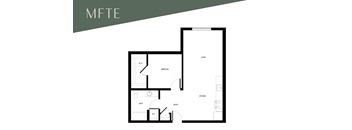 A floor plan of a two-story apartment with a living room, kitchen, bathroom, and entry.