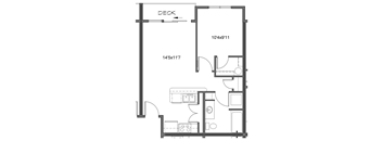 a floor plan of a small floor plan with a bedroom and a bathroom