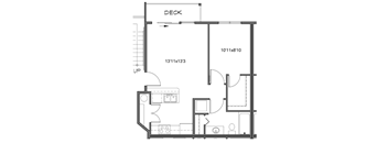 a floor plan of a small house with a bedroom and a living room