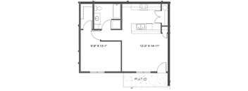 a floor plan of a small house with a bedroom and a living room