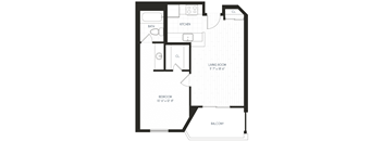 an illustration of a 1 bedroom floor plan of a house