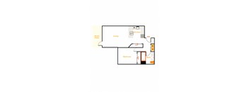 A diagram of a house layout with labeled rooms such as kitchen, living room, bedroom, and bathroom.