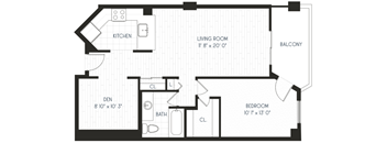 a floor plan of a room with a bedroom and a bathroom