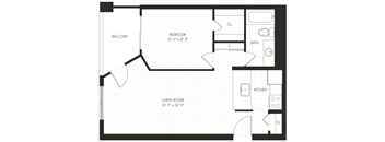 a floor plan of a room with a bedroom and a bathroom