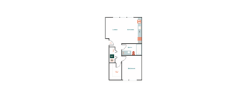 a floor plan of a house with a bedroom and a living room