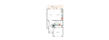 a floor plan of a house with a bedroom and a living room