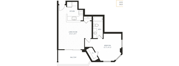 a floor plan of a house with a bedroom and a living room