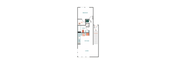 a floor plan of a house with a bedroom and a living room