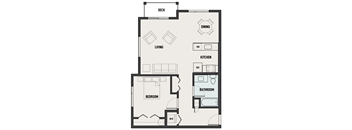 a floor plan of a house with a bedroom and a living room