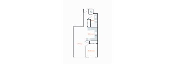a floor plan of a house with a bedroom and a living room