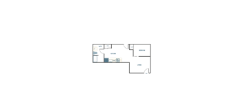 A floor plan of a house with a living room, dining room, kitchen, and bathroom.