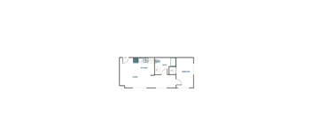 A floor plan of a house with a living room, kitchen, bathroom and bedroom.