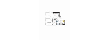 A diagram of a house layout with labeled rooms.