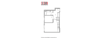 A floor plan of an apartment from Session Apartments.