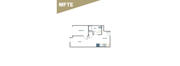 A floor plan of a house with labeled rooms including a living room, kitchen, bath, and bedroom.