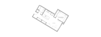 a small floor plan of a bedroom and a bathroom