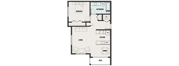 a floor plan of a house with a bedroom and a living room