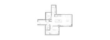 floor plan of the apartment with bedroom and living room on the second floor