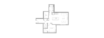 floor plan of the apartment with bedroom and living room