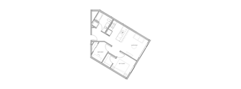 a floor plan of a small apartment with a bedroom and a living room