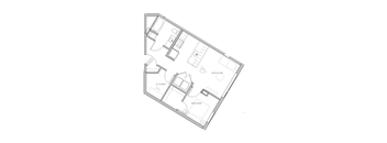 a floor plan of a small apartment with a bedroom and a living room
