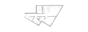 a floor plan of a small apartment with a bedroom and a living room