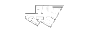 a floor plan of a small house with a bedroom and a living room