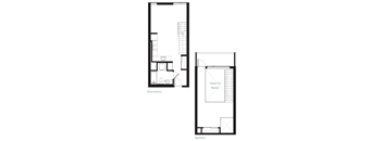 a floor plan and a blueprint of a small house