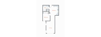 a floor plan of a house with a bedroom and a living room