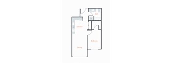 a floor plan of a house with a bedroom and a living room