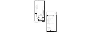 a floor plan of a small house with a bedroom and a living room