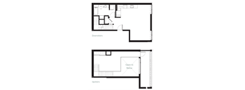 floor plan of the upper and lower floor of a house
