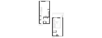 a floor plan and a blueprint of a small house