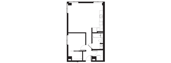 a floor plan of a small house with a kitchen and a living room