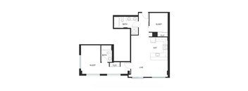 A black and white image of a floor plan for a house.